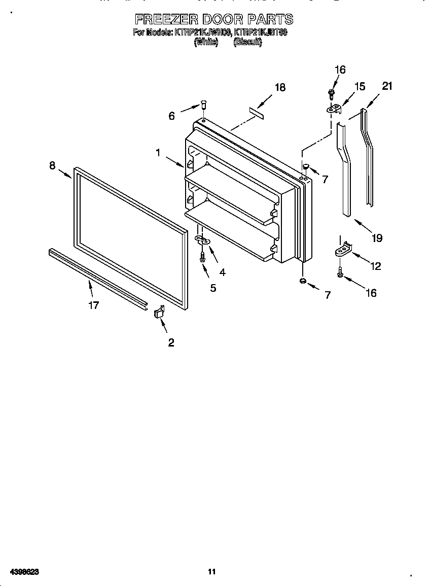KitchenAid KTRS22KGAL01 freezer door diagram