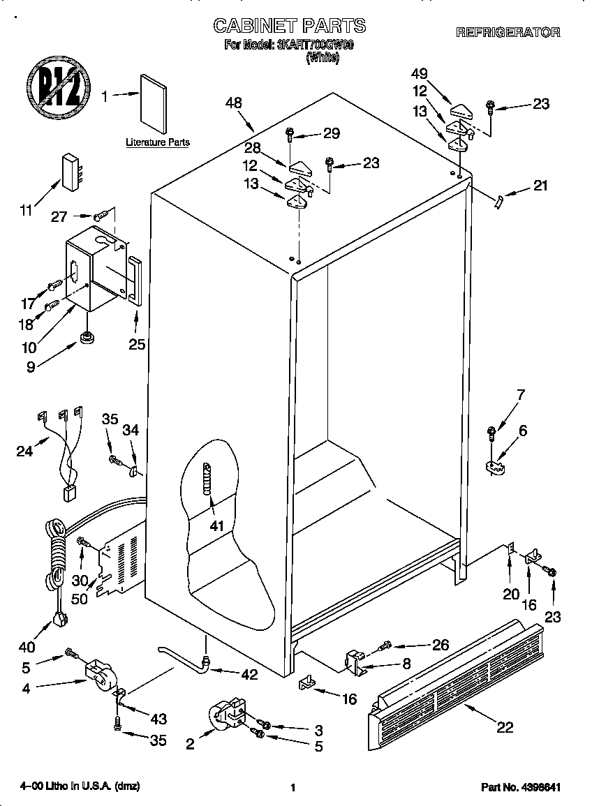 Whirlpool 3KART700GW00 cabinet diagram