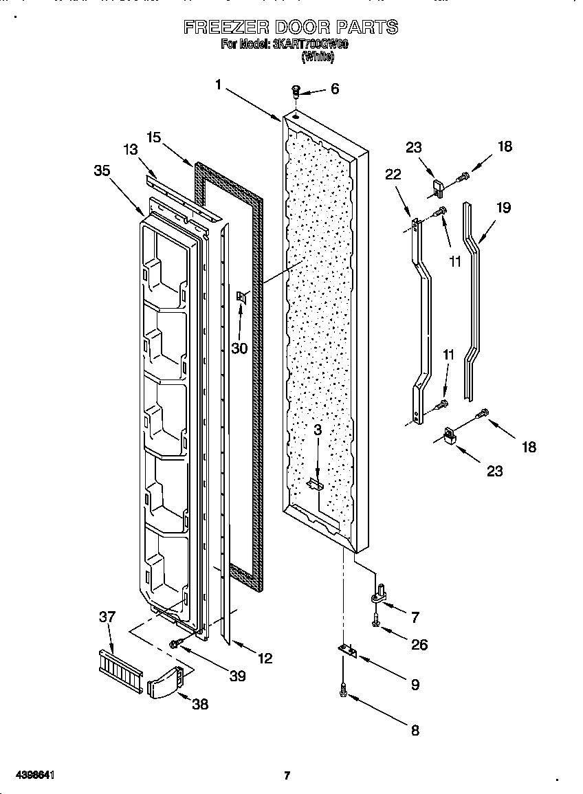 Whirlpool 3KART700GW00 freezer door diagram