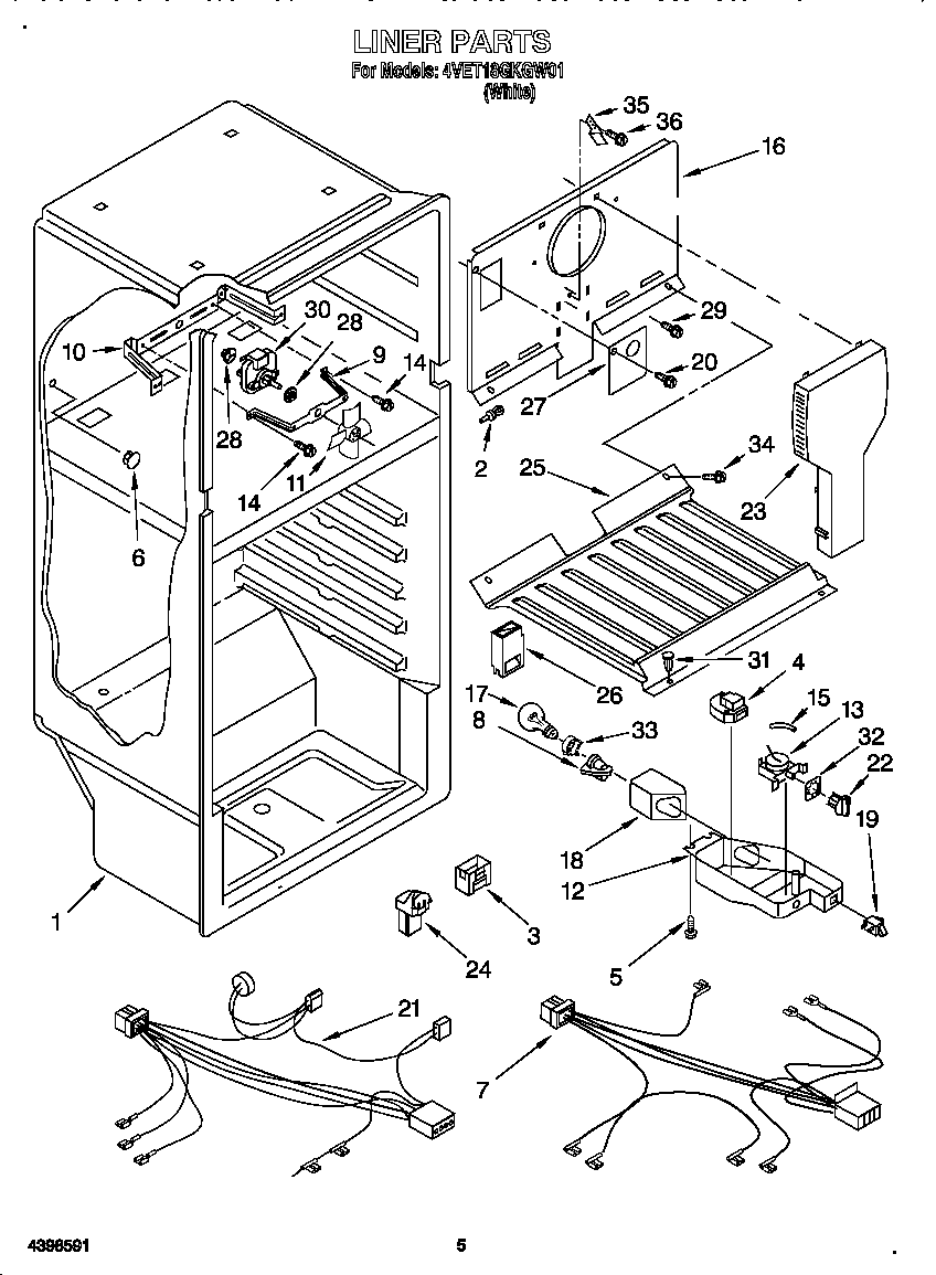Whirlpool 4VET18GKGW01 liner diagram