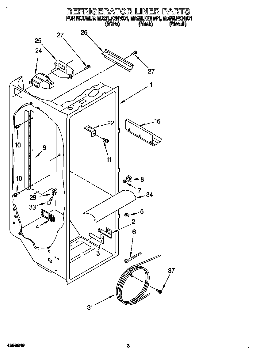 Whirlpool ED25LFXHT01 refrigerator liner diagram