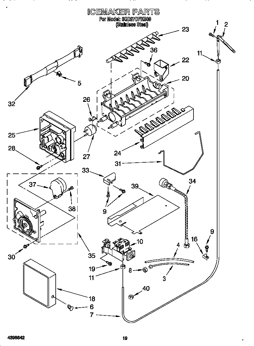 Whirlpool 6GD27DFXS00 icemaker diagram