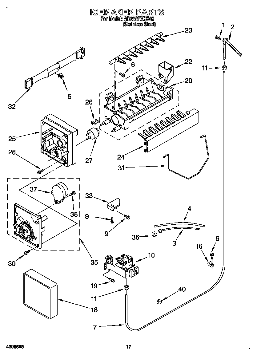 Whirlpool GD22SFXHS03 icemaker diagram