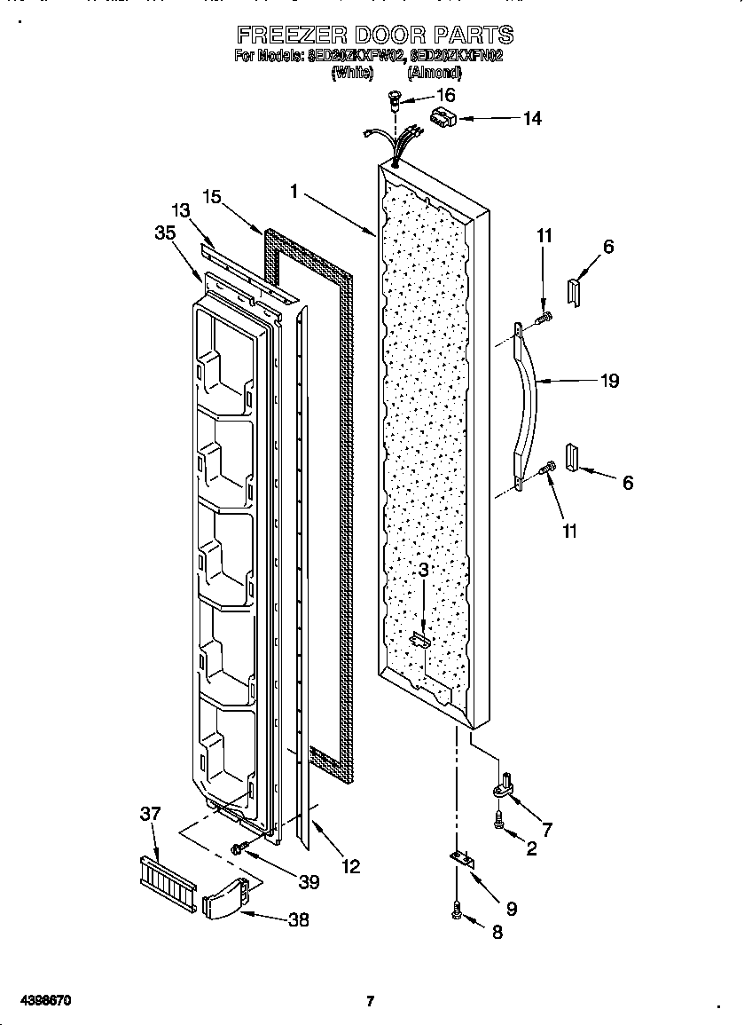 Whirlpool 8ED20ZKXFW02 freezer door diagram