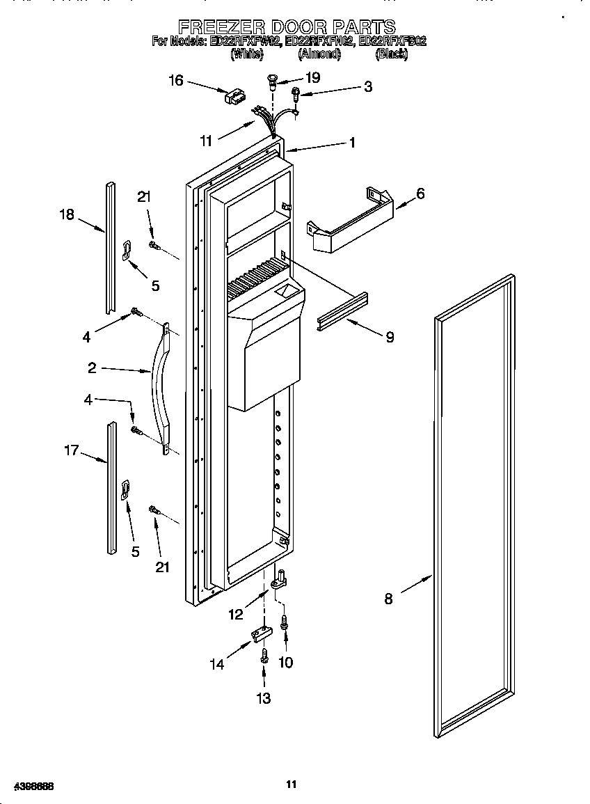 Whirlpool ED22RFXFW02 freezer door diagram