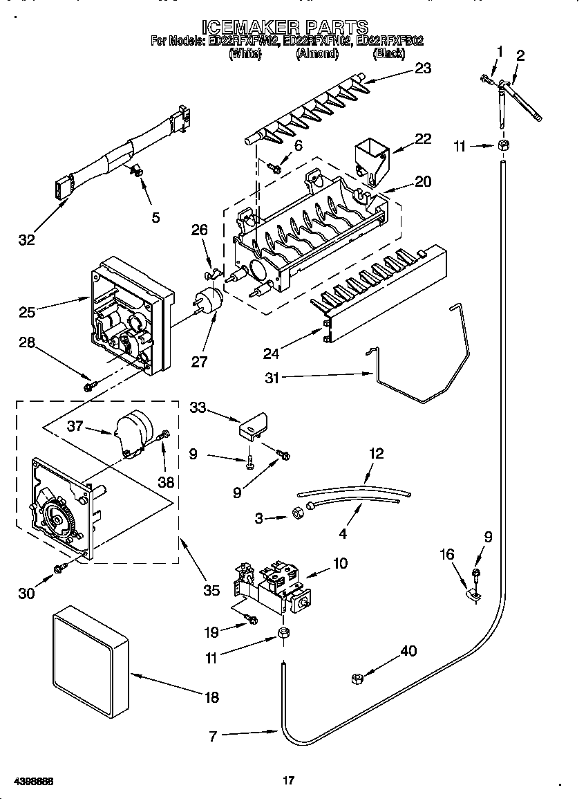 Whirlpool ED22RFXFW02 icemaker diagram
