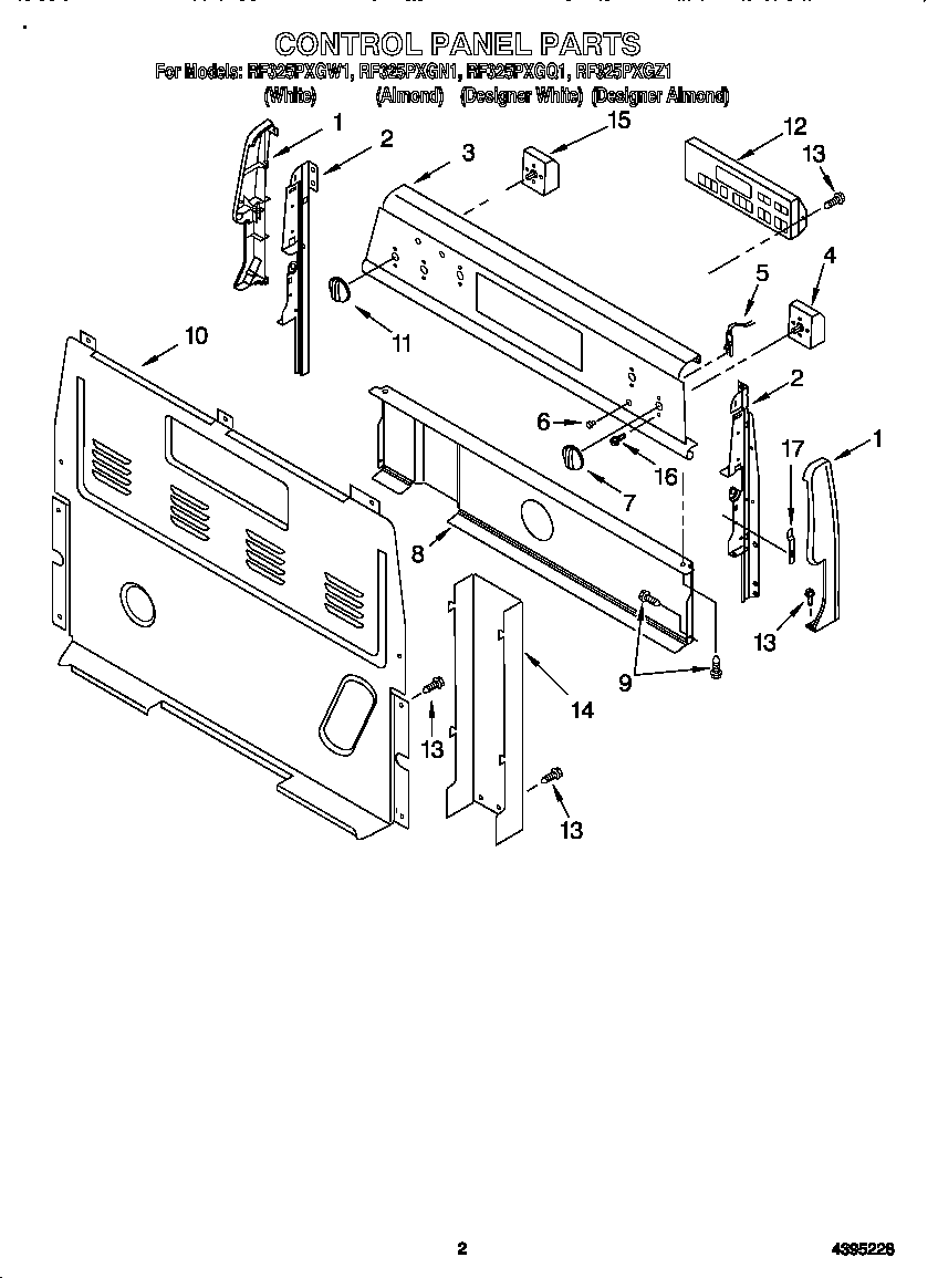 Whirlpool RF325PXGN1 control panel diagram
