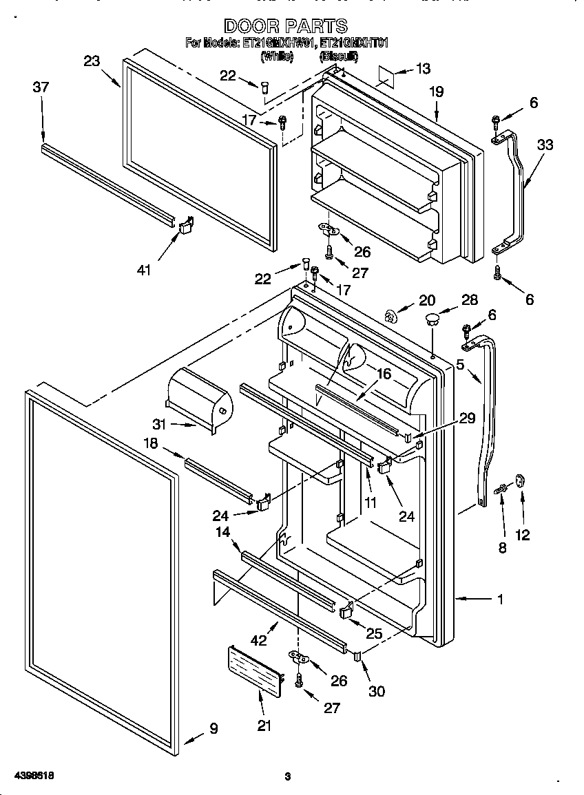 Whirlpool ET21GMXHT01 door diagram