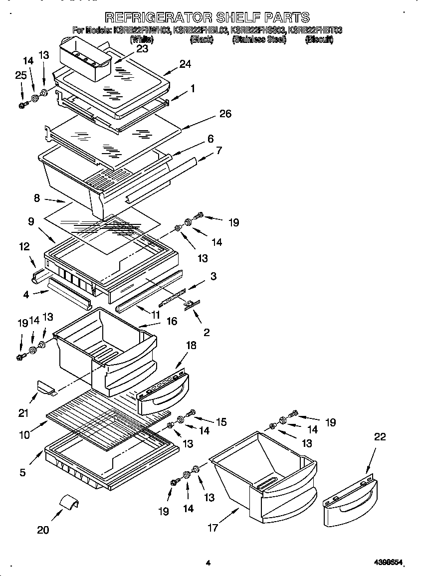 KitchenAid KSRB22FHSS03 refrigerator shelf diagram