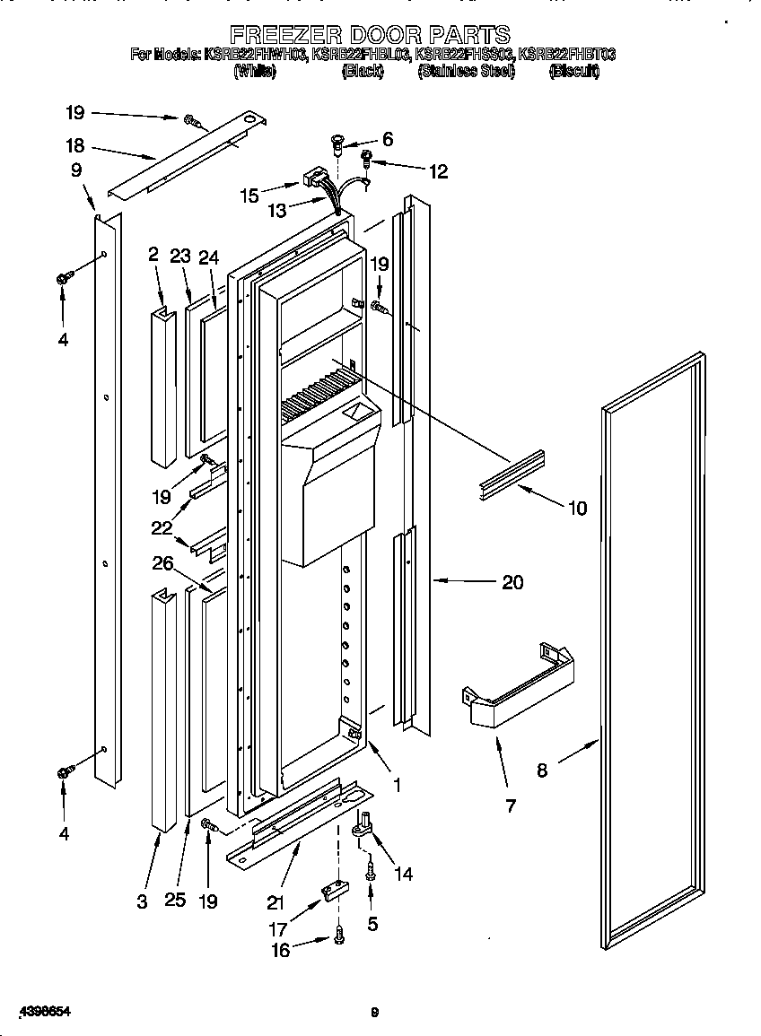 KitchenAid KSRB22FHSS03 freezer door diagram
