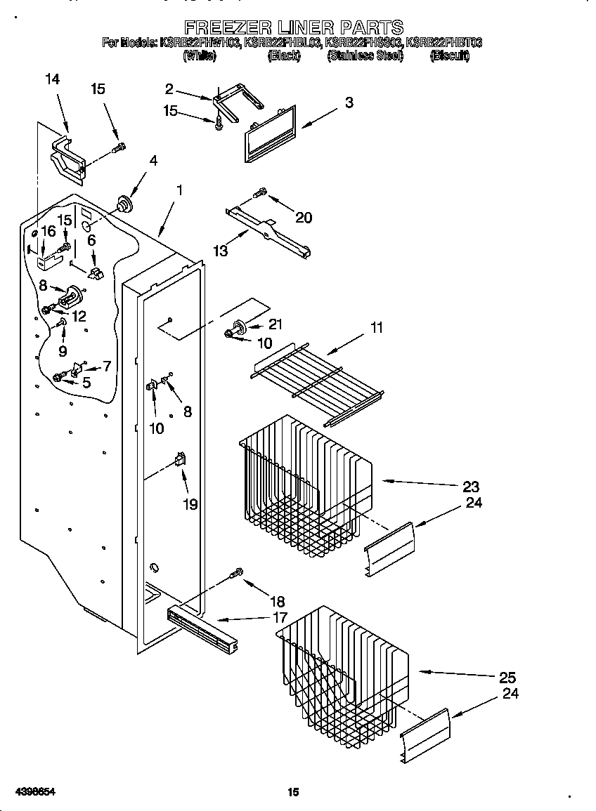 KitchenAid KSRB22FHSS03 freezer liner diagram