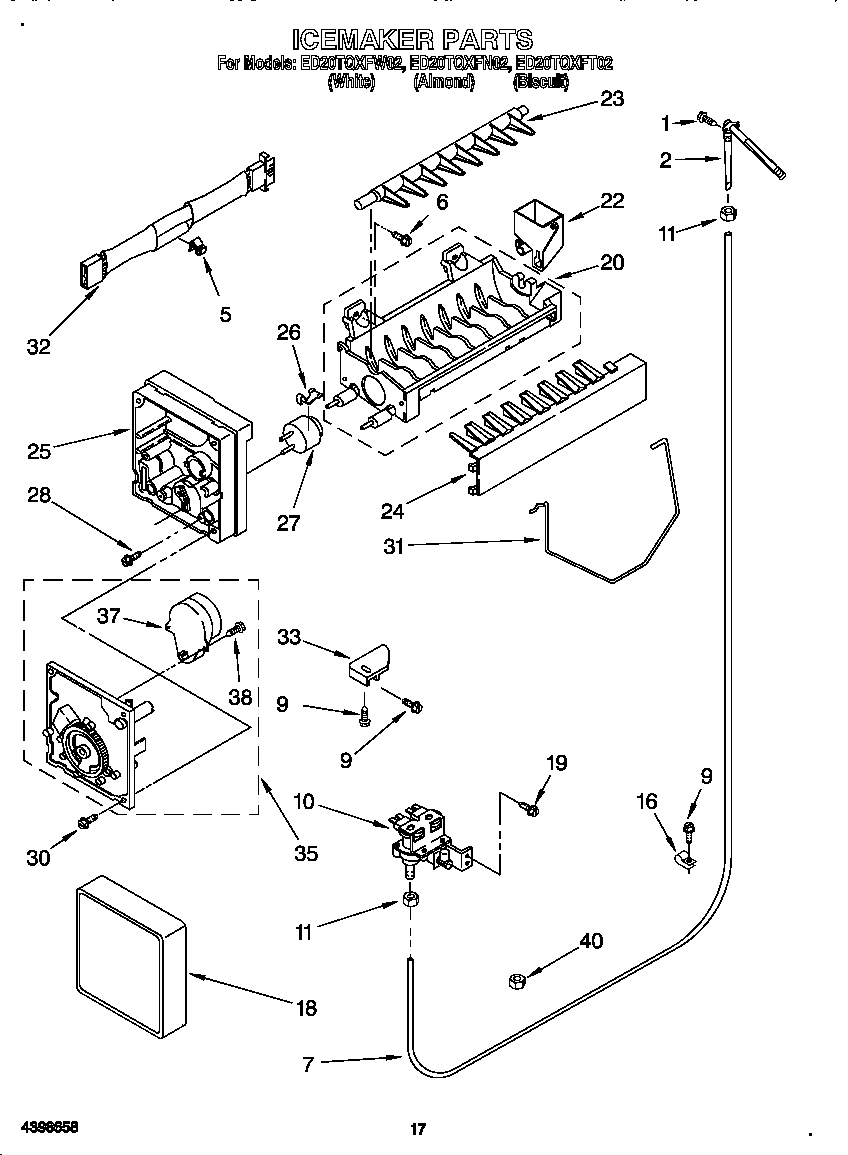 Whirlpool ED20TQXFW02 icemaker diagram
