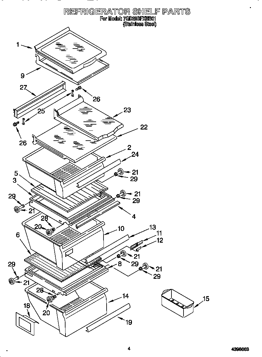 Whirlpool 7GD25SFXHS01 refrigerator shelf diagram