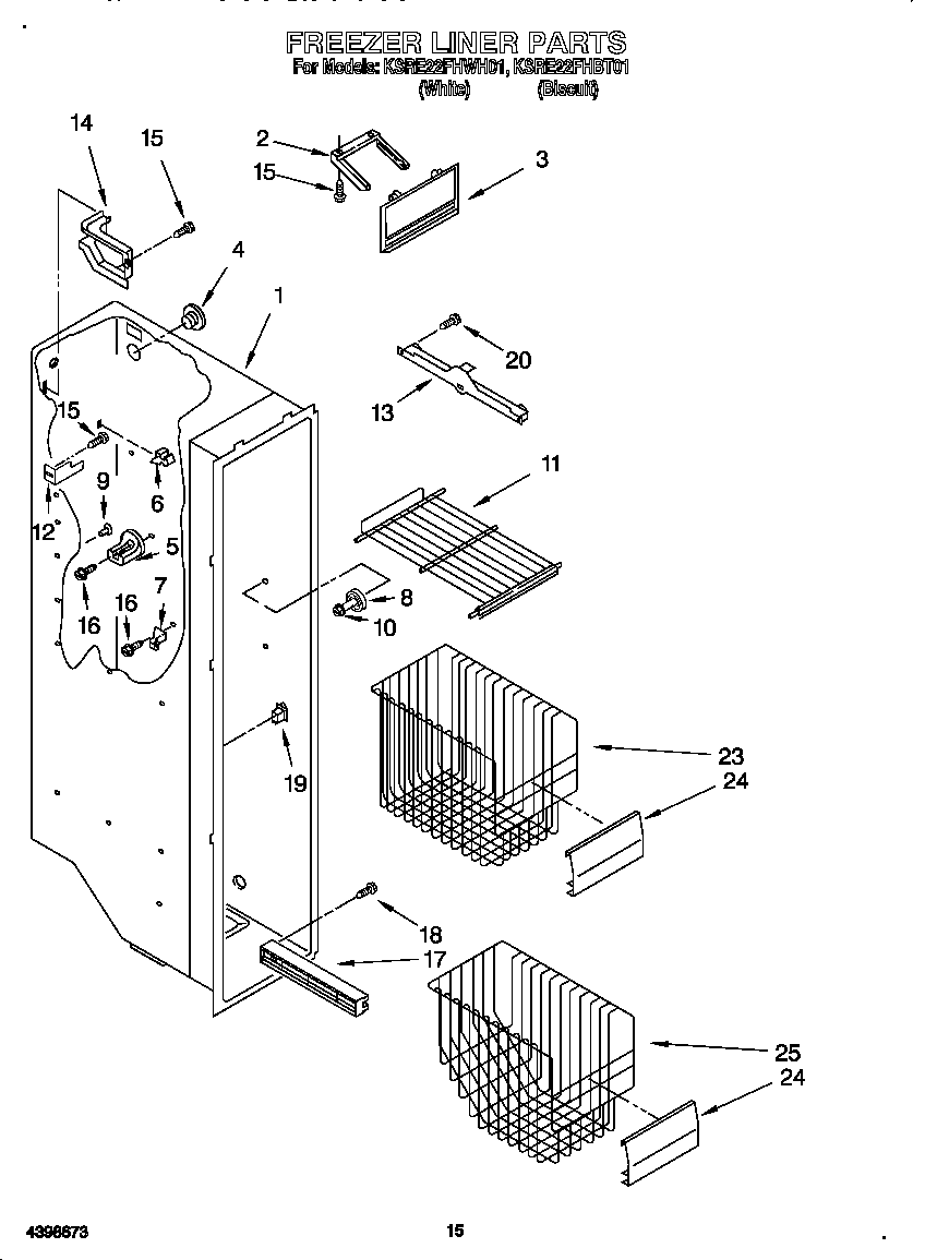 KitchenAid KSRE22FHWH01 freezer liner diagram