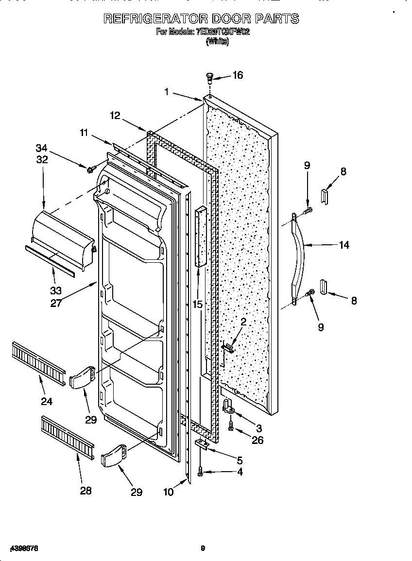 Whirlpool 7ED20TQXFW02 refrigerator door diagram