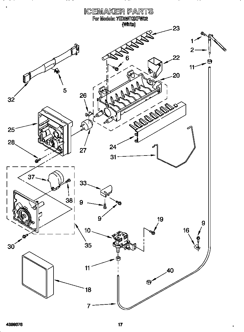 Whirlpool 7ED20TQXFW02 icemaker diagram