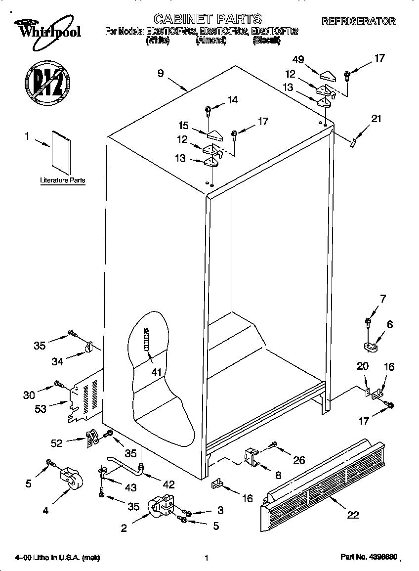 Whirlpool ED20TKXFN02 cabinet diagram