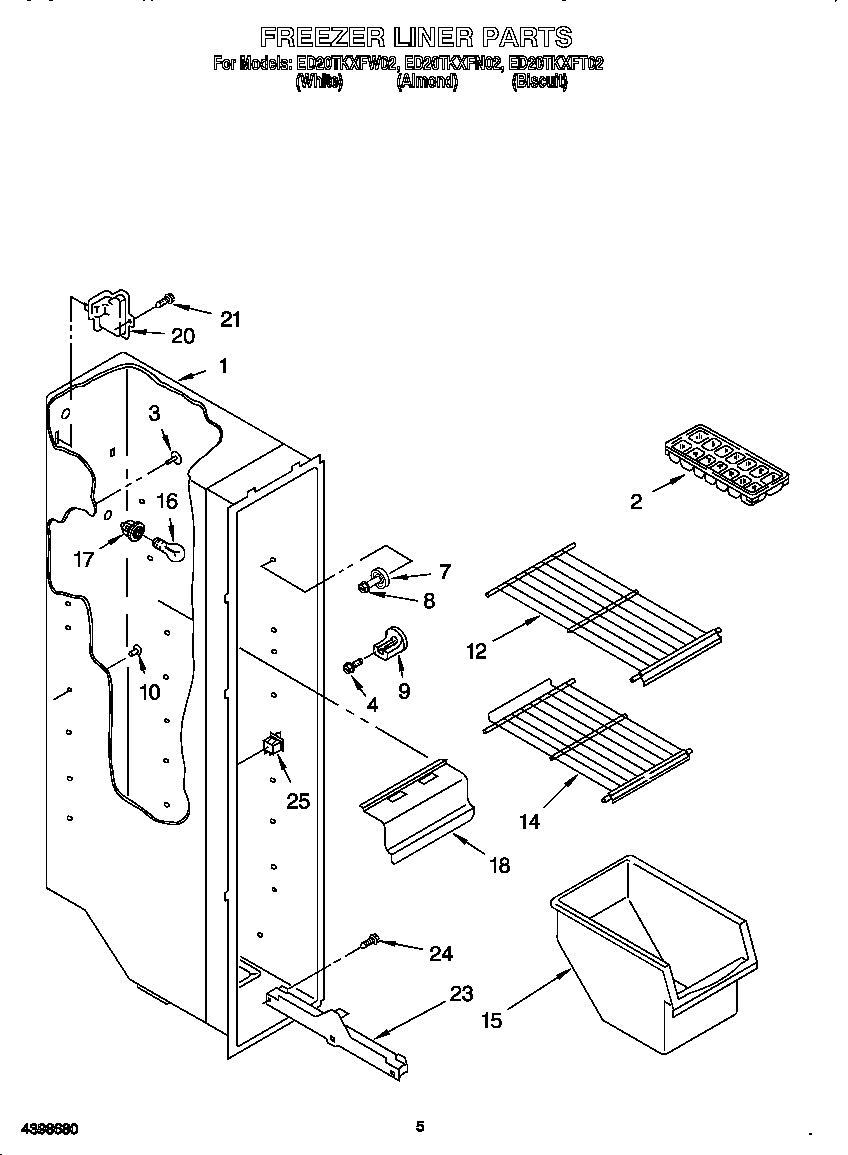 Whirlpool ED20TKXFN02 freezer liner diagram