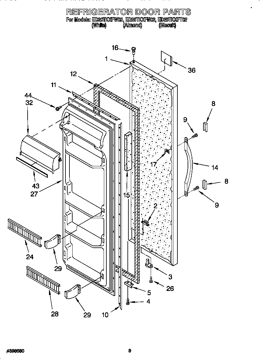 Whirlpool ED20TKXFN02 refrigerator door diagram