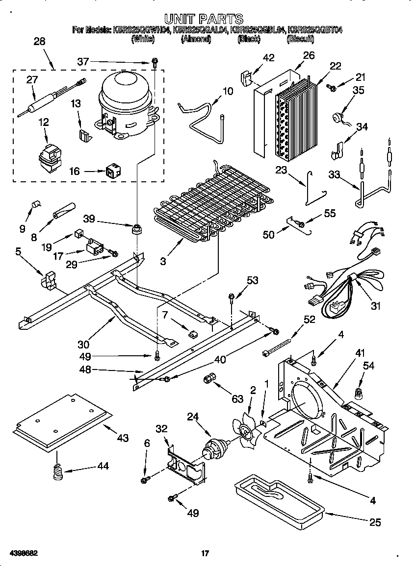 KitchenAid KSRS25QGWH04 unit diagram