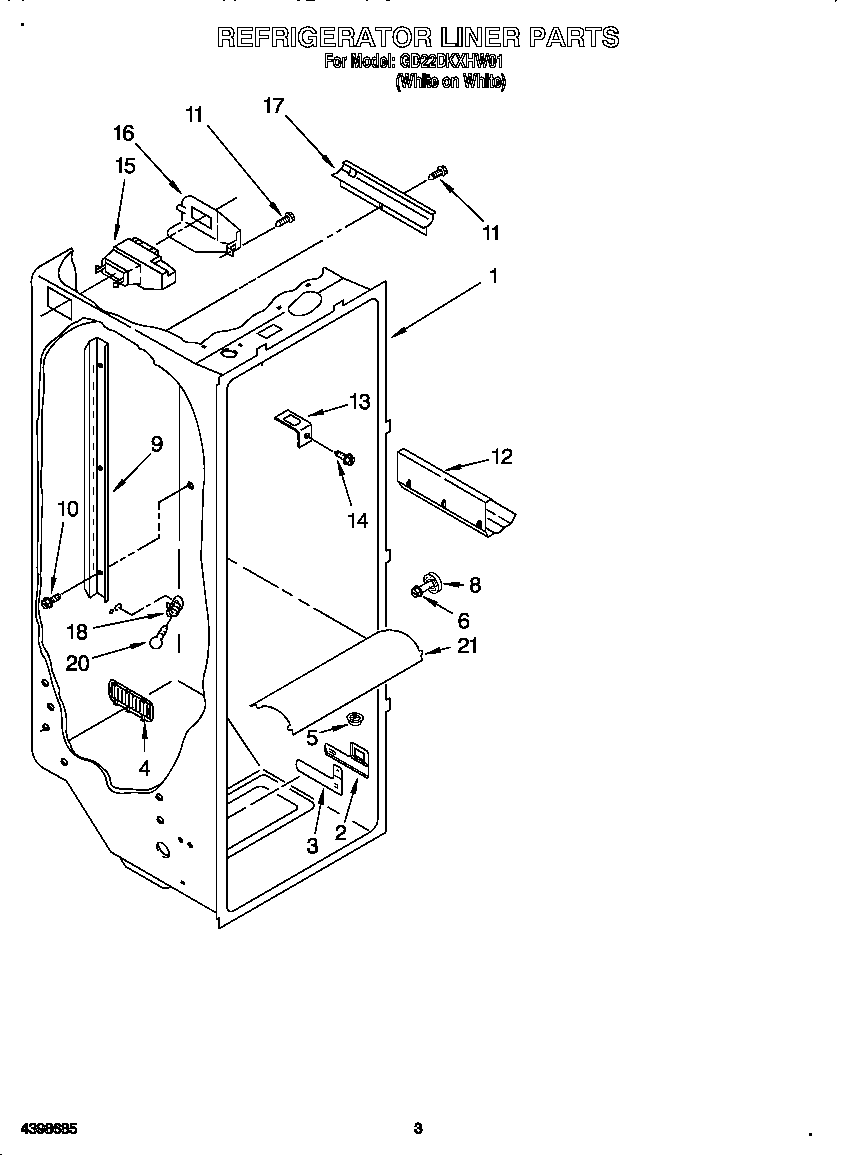 Whirlpool GD22DKXHW01 refrigerator liner diagram