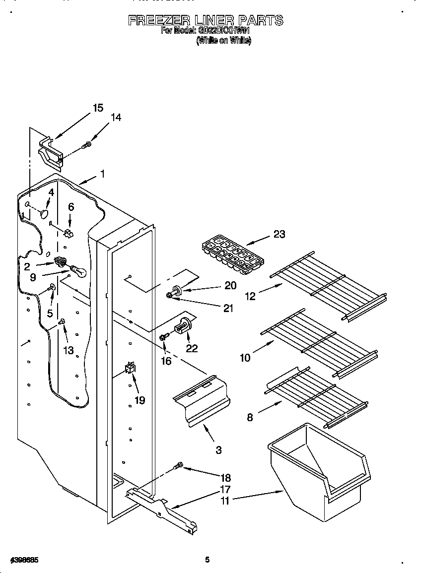 Whirlpool GD22DKXHW01 freezer liner diagram