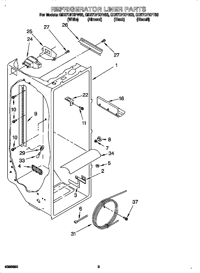 Whirlpool GD27DFXFT03 refrigerator liner diagram
