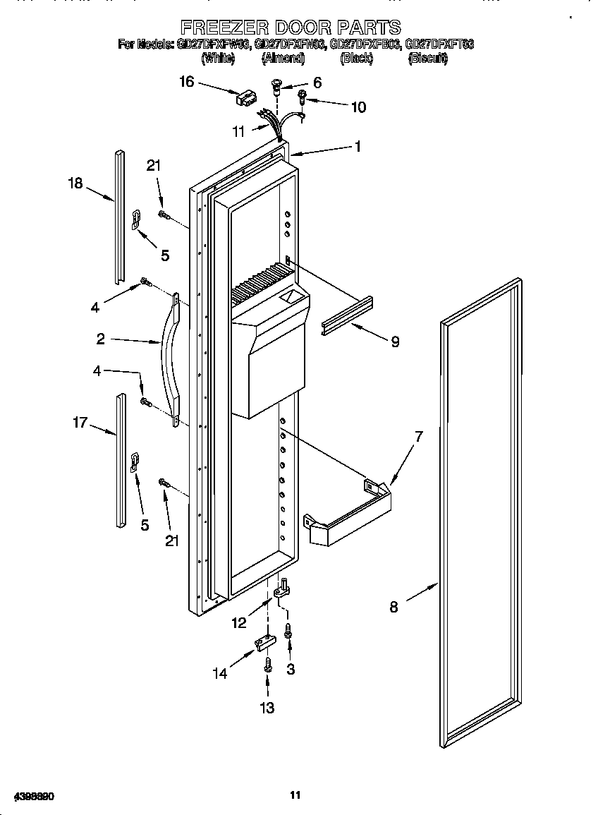 Whirlpool GD27DFXFT03 freezer door diagram