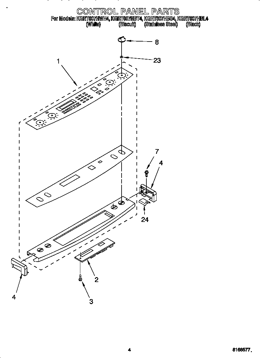 KitchenAid KGRT607HBL4 control panel diagram