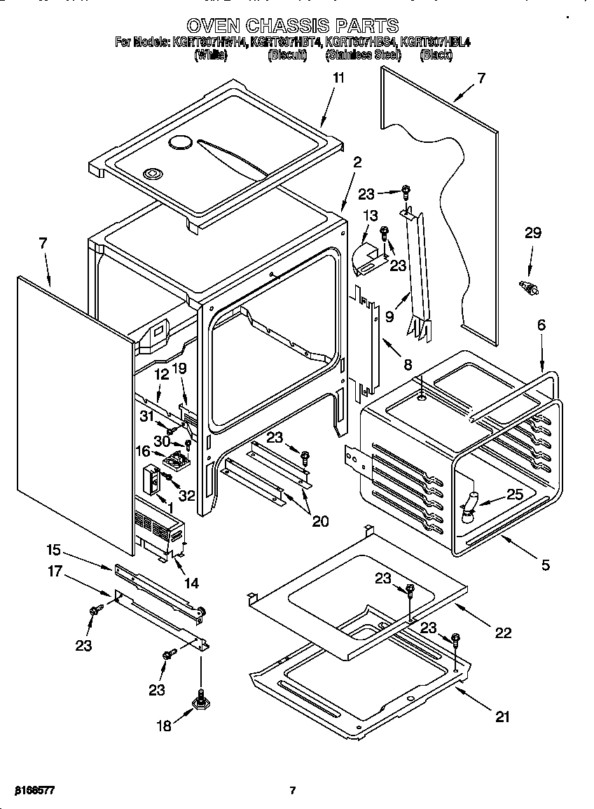 KitchenAid KGRT607HBL4 oven chassis diagram