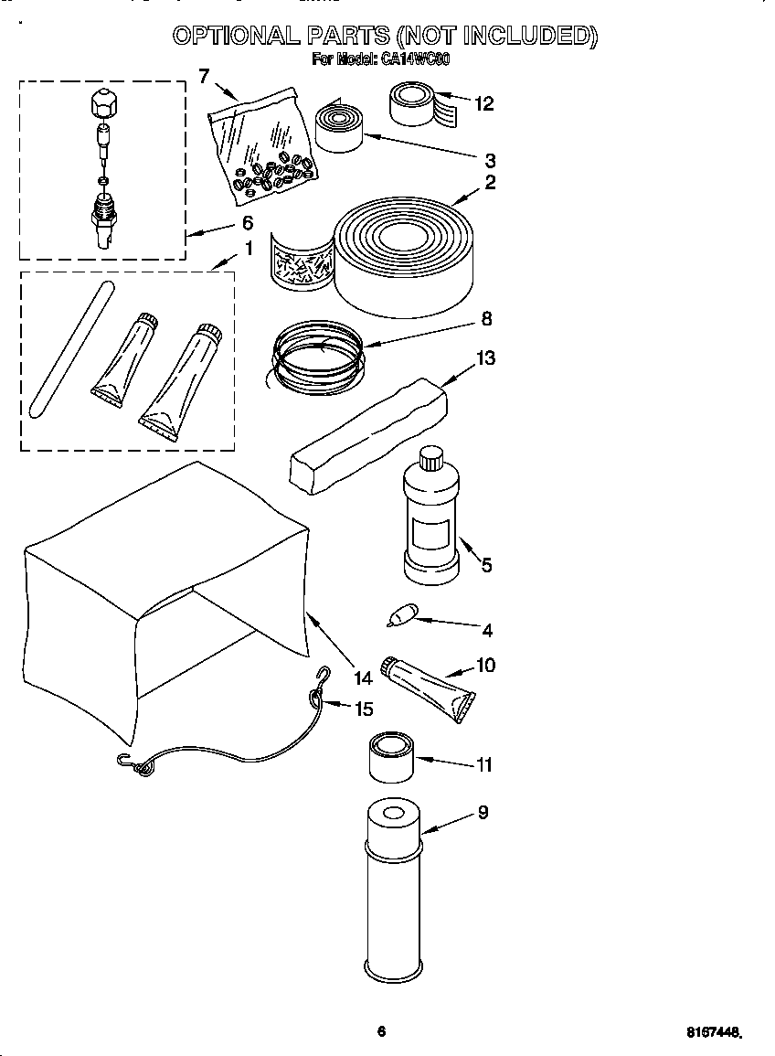 Whirlpool CA14WC00 optional parts (not included) diagram