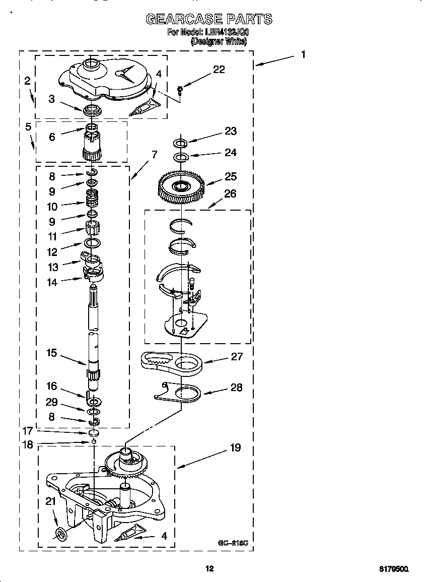Whirlpool LBR4132JQ0 gearcase diagram