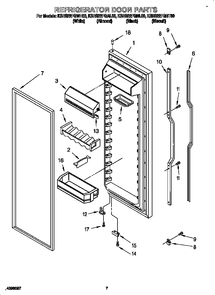 KitchenAid KSRS22FGBT00 refrigerator door diagram