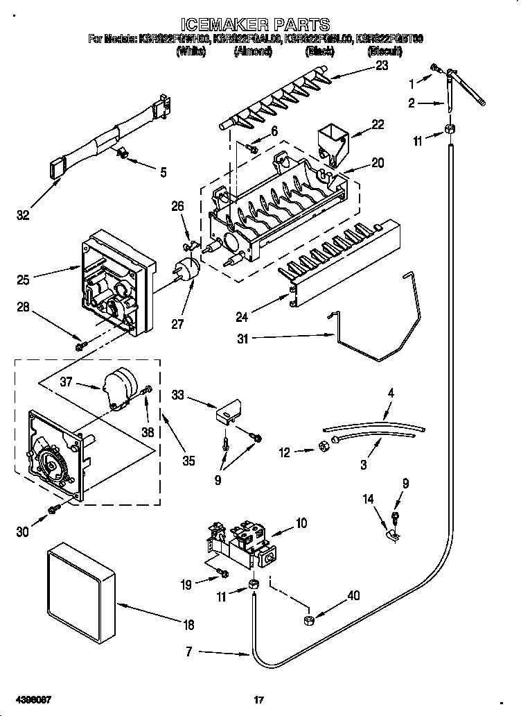 KitchenAid KSRS22FGBT00 icemaker diagram
