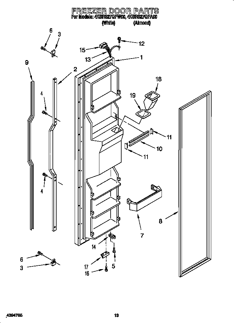 KitchenAid 4KSRS27QFA00 freezer door diagram