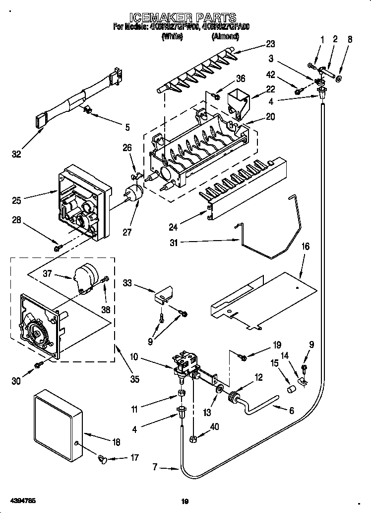 KitchenAid 4KSRS27QFA00 icemaker diagram