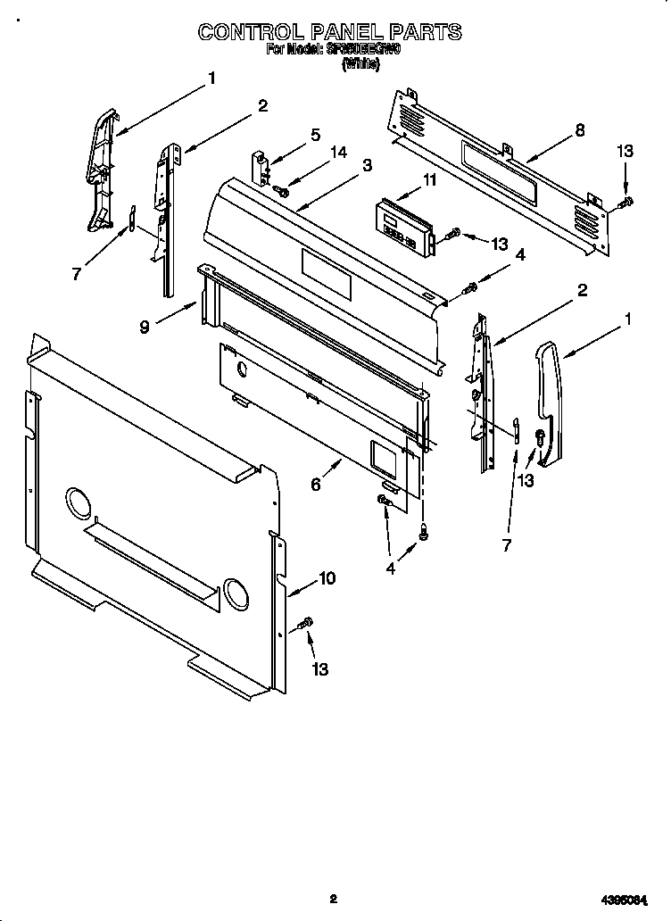 Whirlpool SF350BEGW0 control panel diagram