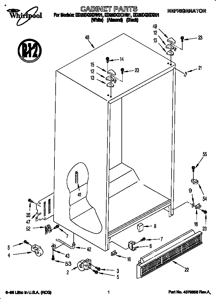 Whirlpool ED25DQXDN01 cabinet diagram