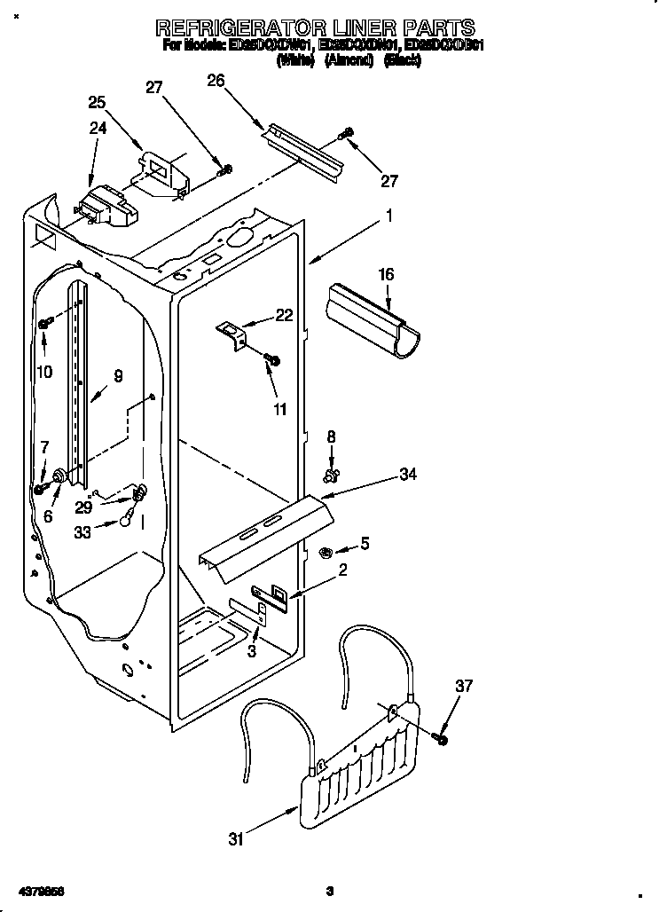 Whirlpool ED25DQXDN01 refrigerator liner diagram