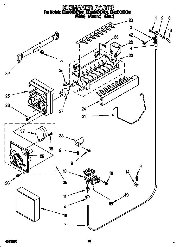 Whirlpool ED25DQXDN01 icemaker diagram