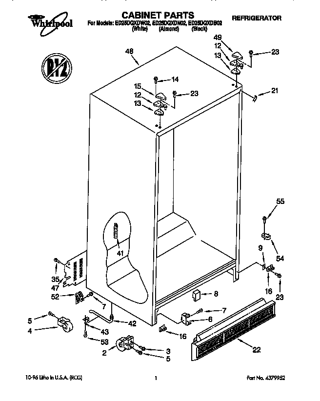 Whirlpool ED25DQXDN02 cabinet diagram