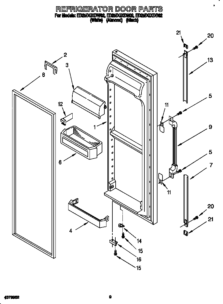 Whirlpool ED25DQXDN02 refrigerator door diagram