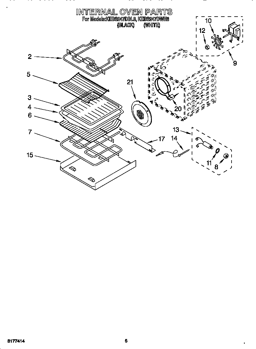 KitchenAid KEBS247DBL8 internal oven diagram