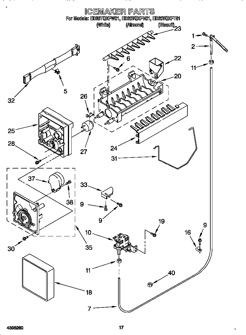 Whirlpool ED20TQXFT01 icemaker diagram
