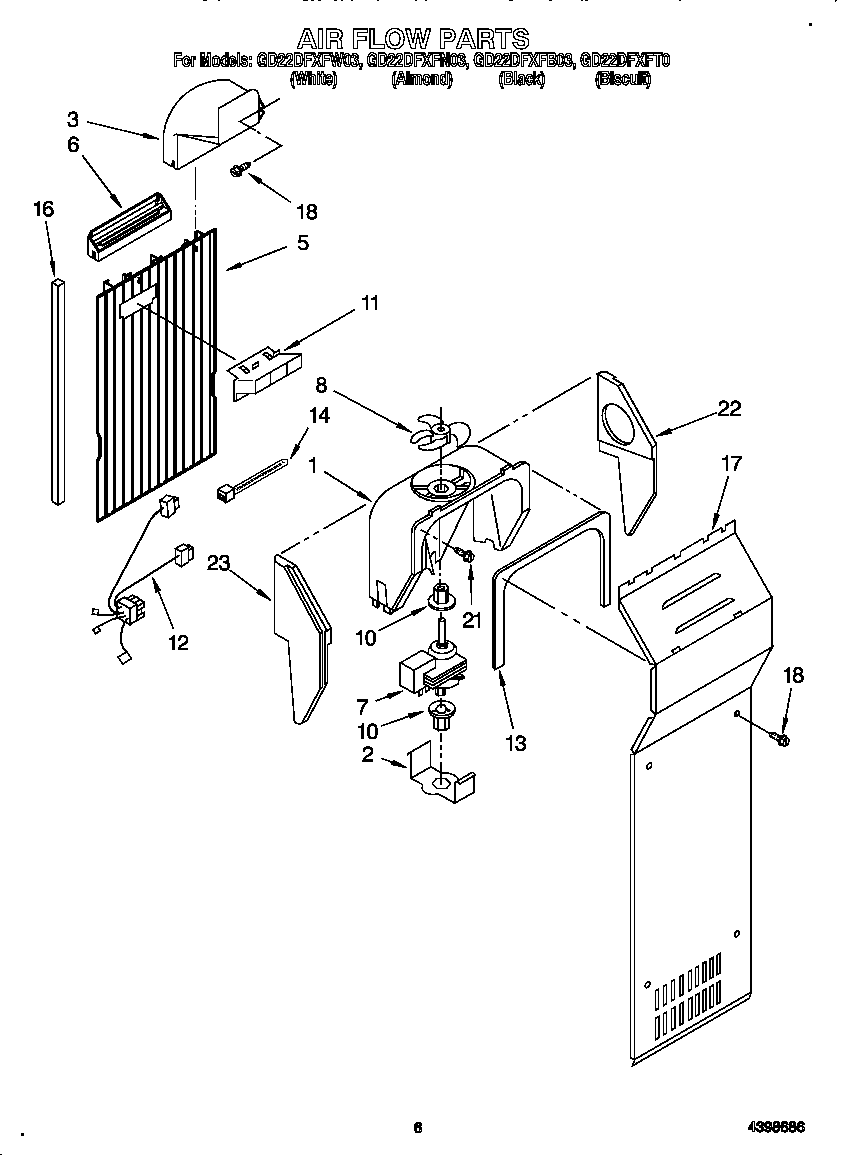 Whirlpool GD22DFXFN03 air flow diagram