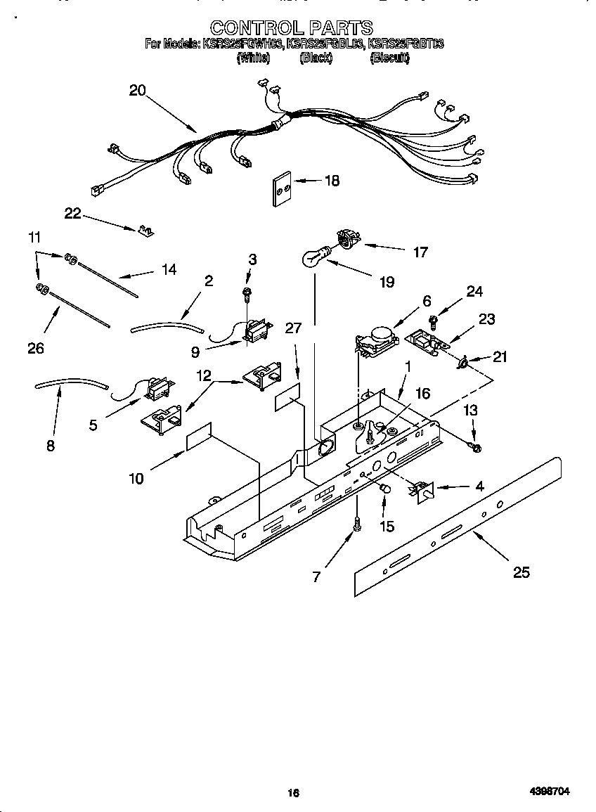 KitchenAid KSRS25FGWH03 control diagram