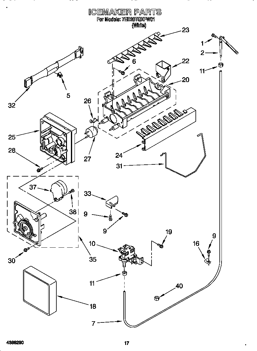 Whirlpool 7ED20TQXFW01 icemaker diagram