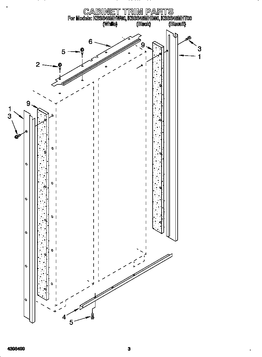 KitchenAid KSSS48MHB00 cabinet trim diagram