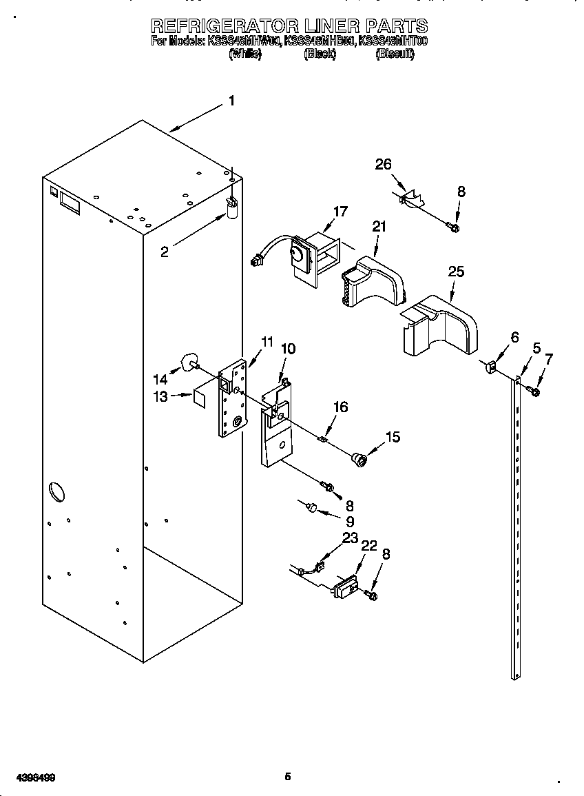 KitchenAid KSSS48MHB00 refrigerator liner diagram