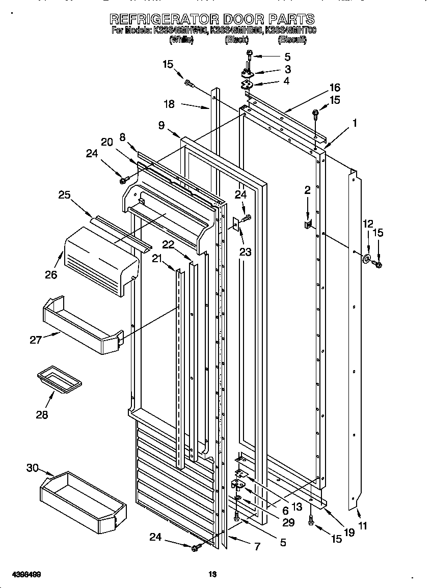 KitchenAid KSSS48MHB00 refrigerator door diagram
